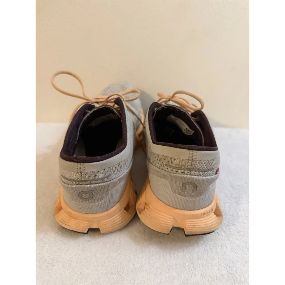 On Cloud X Silver Almond Womens Size W 9.5 Gray Peach Running Shoes Sneakers
